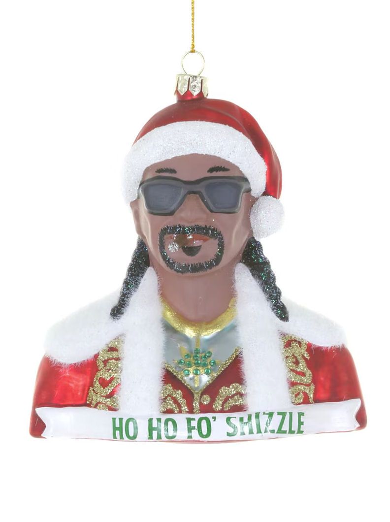 Ho Ho Fo Shizzle Snoop Dogg Glass Ornament