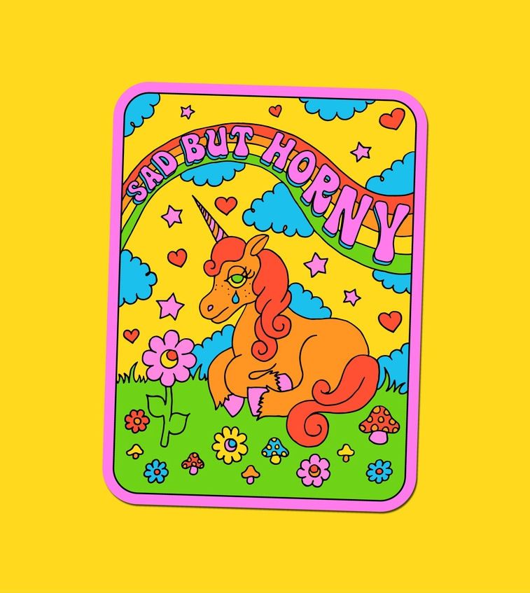 Sad But Horny Unicorn Sticker