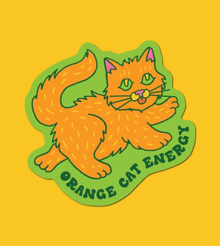 Orange Cat Energy Sticker