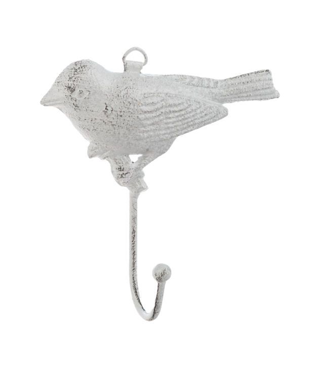 Cast Iron Bird Deep Hook, Color: White