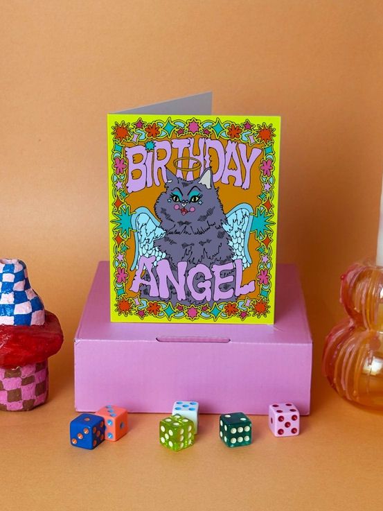 Birthday Angel Cat Card