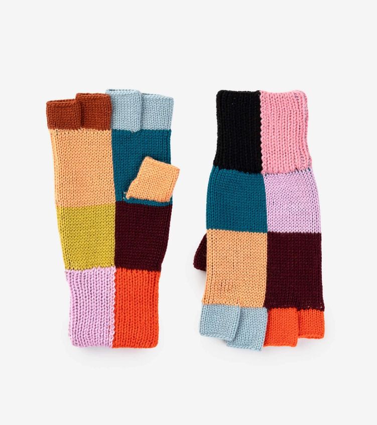 Color Patch Fingerless Gloves