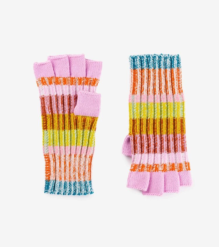 Mosaic Rust Lilac Fingerless Gloves