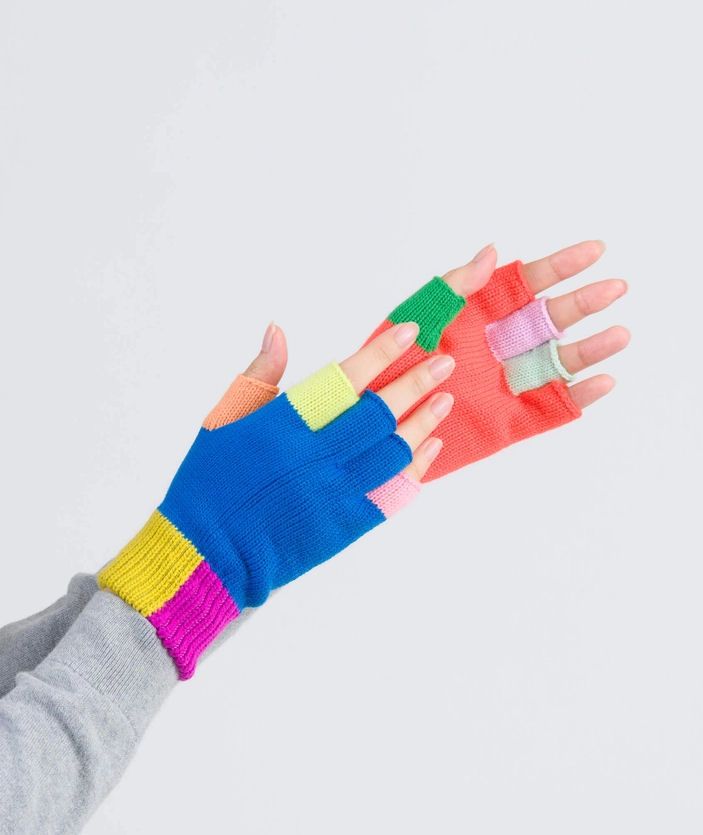 Mismatch Rainbow Fingerless Gloves