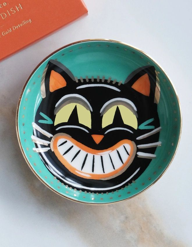 Black Cat Halloween Trinket Dish