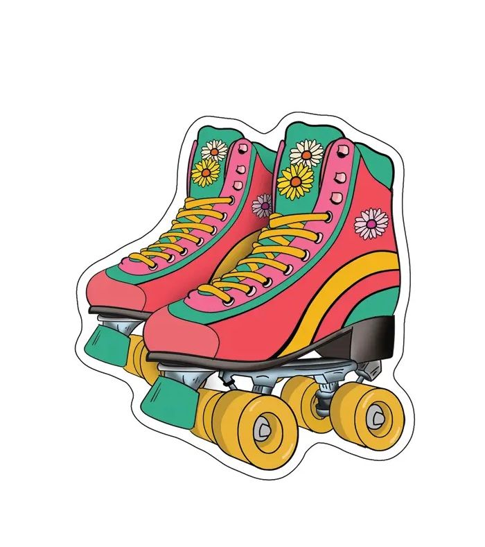 Floral Roller Skates Sticker