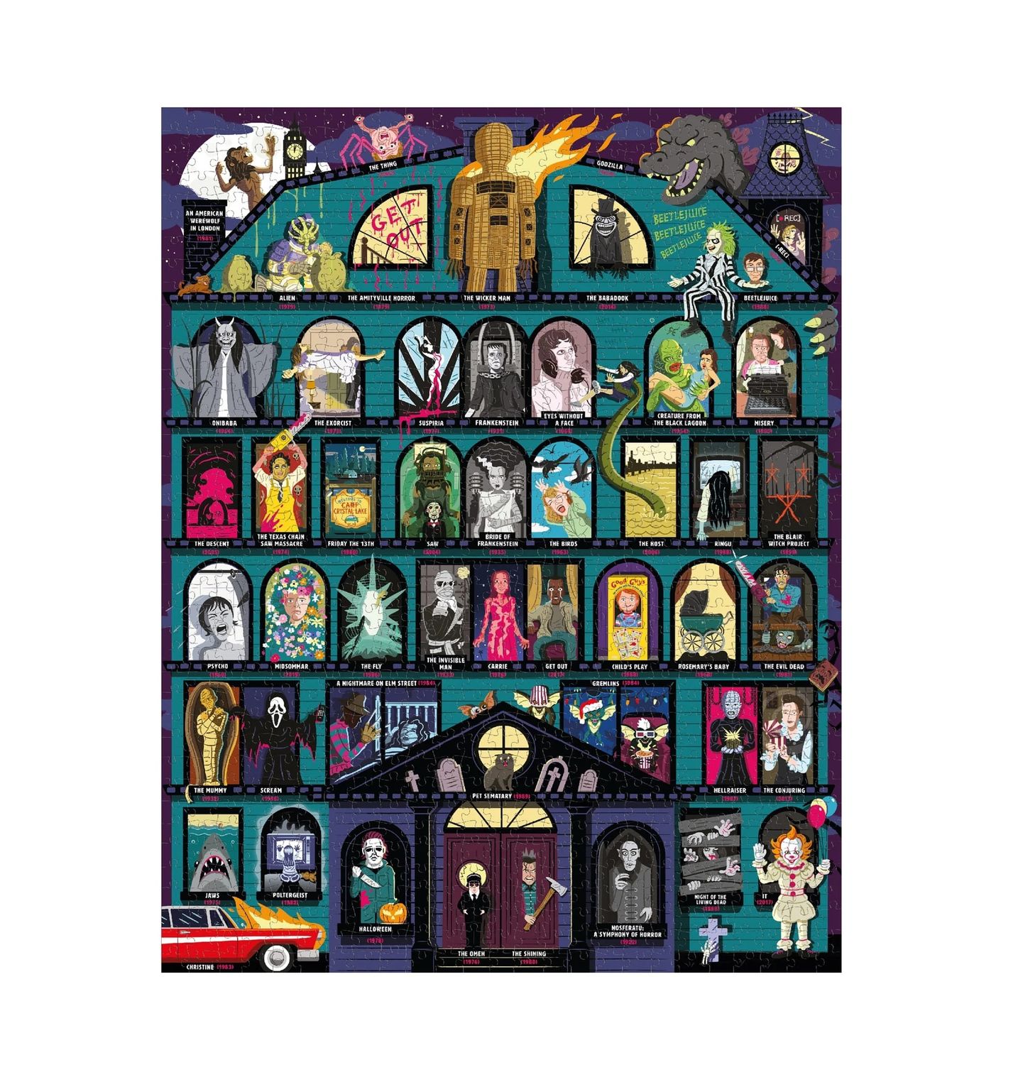50 Must Watch Scary Movies Bucket List 1000 Piece Puzzle