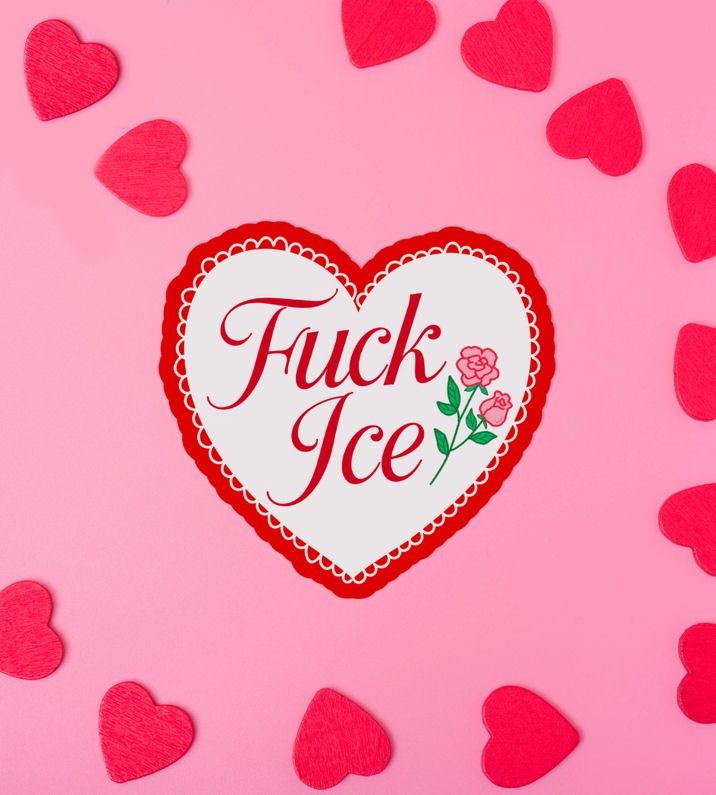 Fuck Ice Roses Heart Sticker