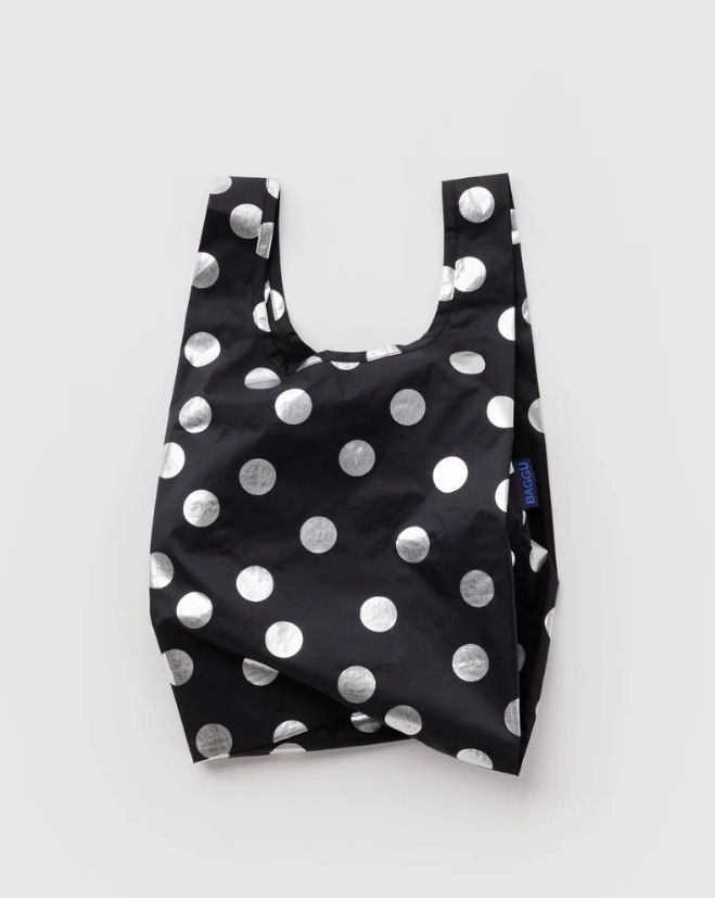 Baby Baggu Silver Metallic Polka Dots