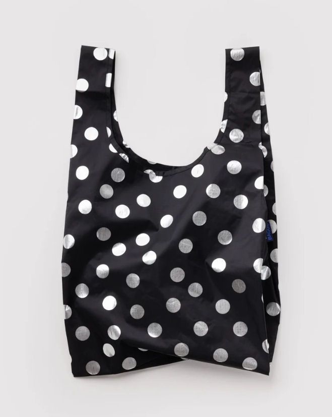 Standard Baggu Silver Metallic Polka Dots