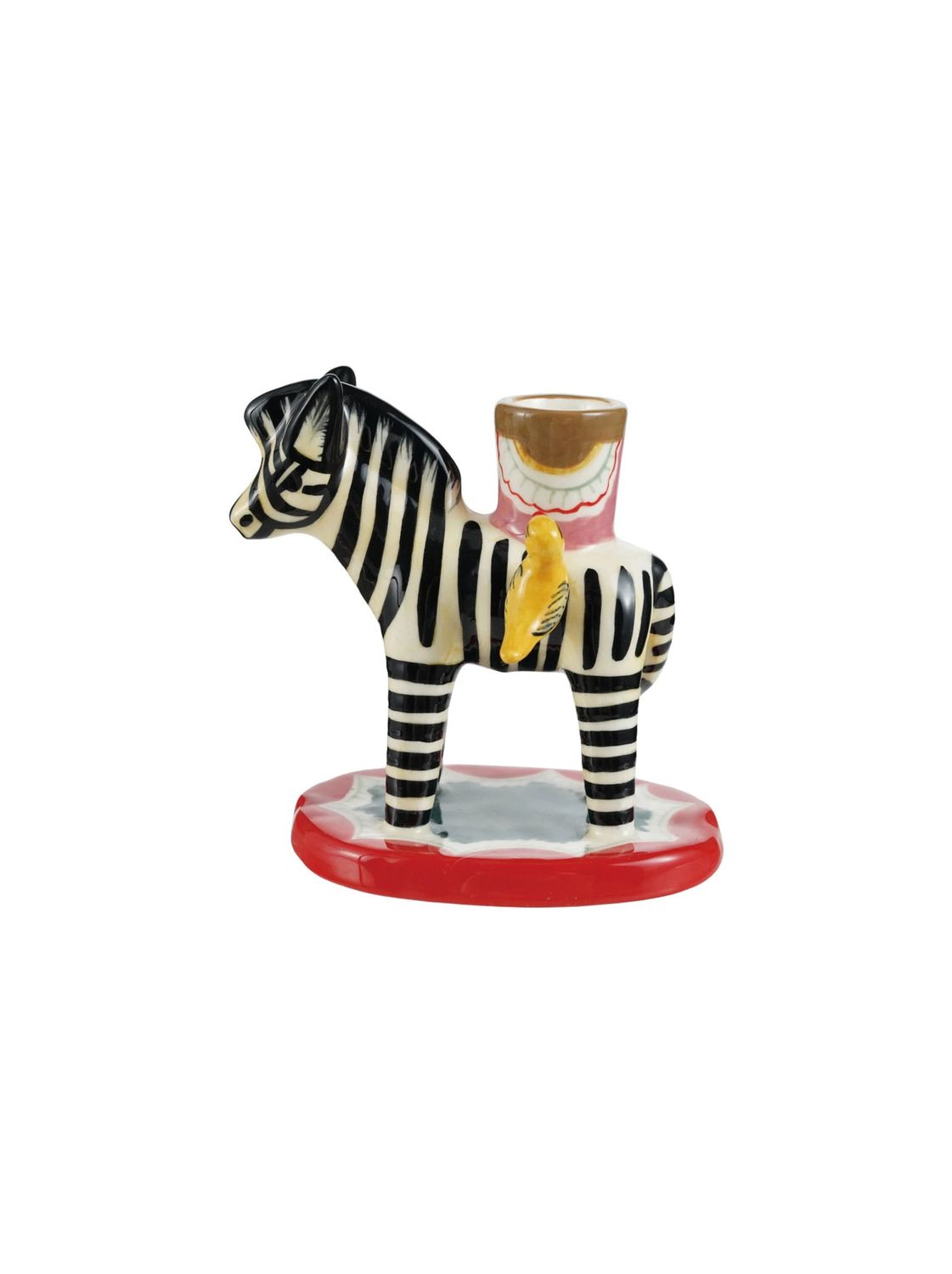 Zebra With Birds Ceramic Taper Candle Holder