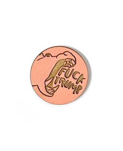 Fuck Trump Wooden Hippo Pin