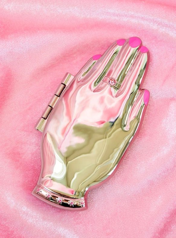 Handheld Pink Polish Compact Mirror