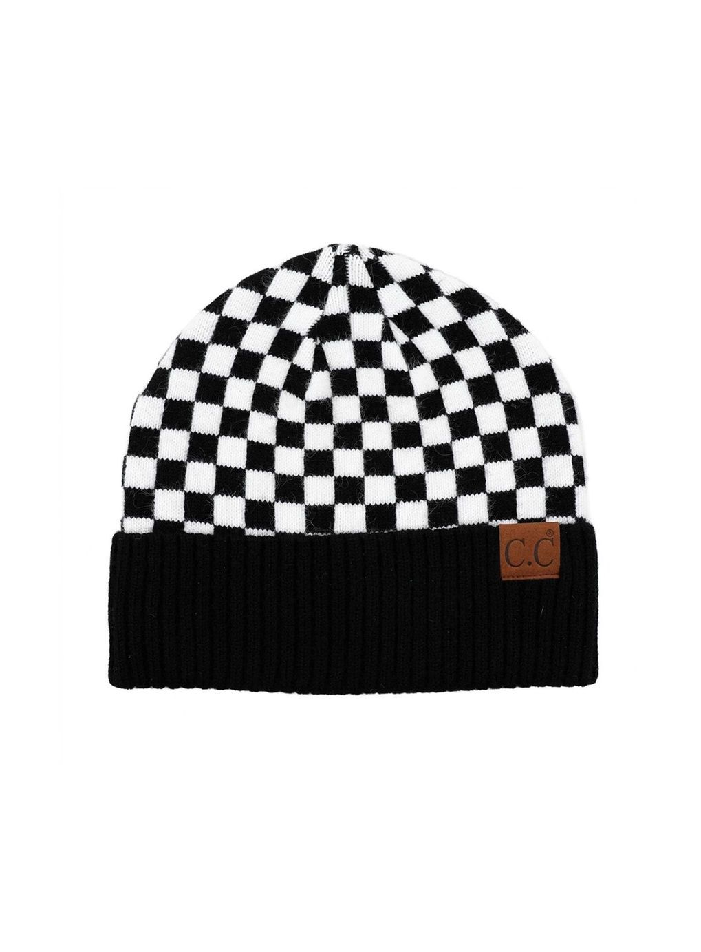 Black Checkered Beanie Winter Hat
