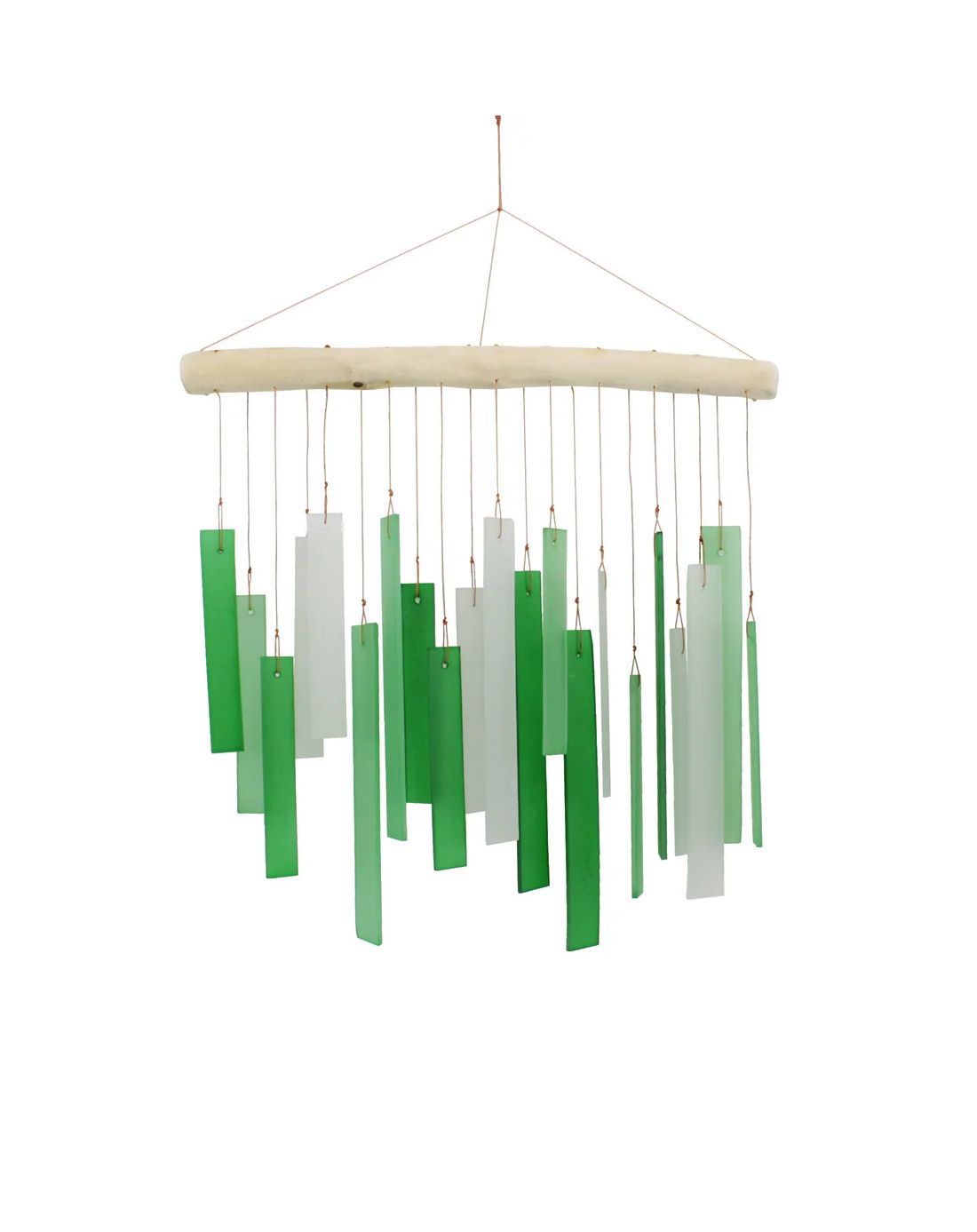 Green Rectangles Tumbled Glass Wind Chime