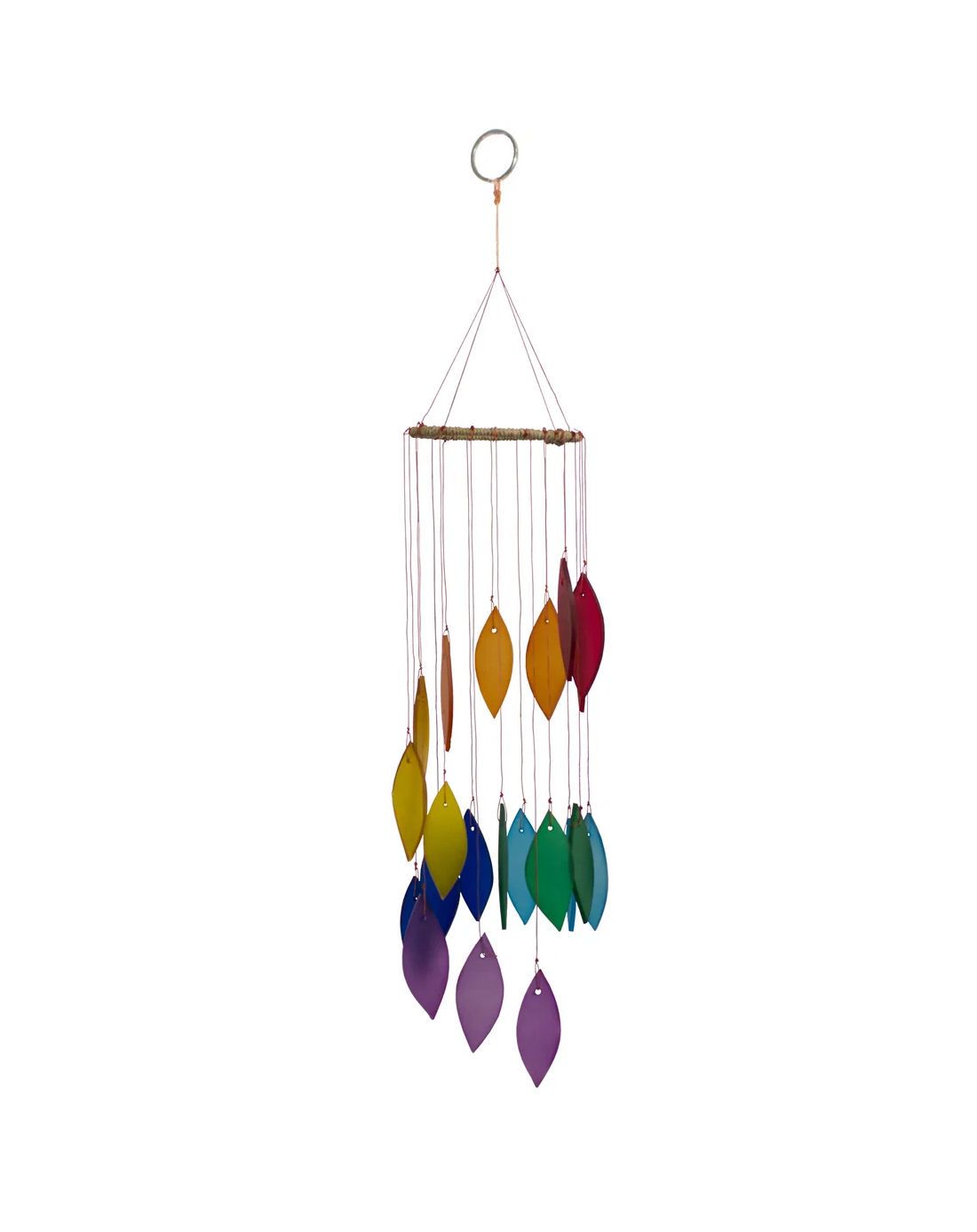 Rainbow Spiral Leaf Tumbled Glass Wind Chime