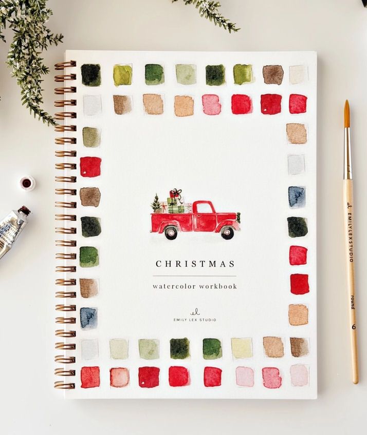 Classic Christmas Truck Watercolor Workbook