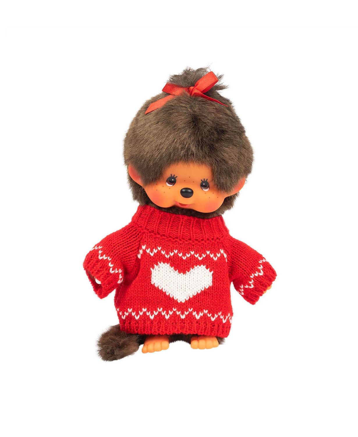 Monchhichi In Red Heart Sweater Girl Plush