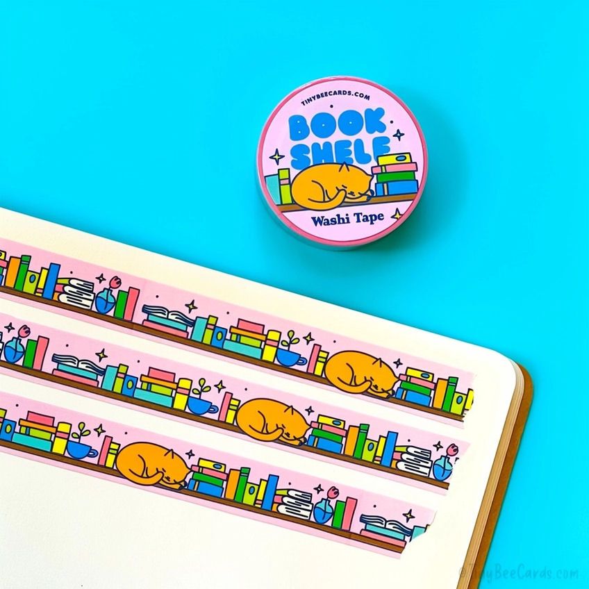 Bookshelf Cat Washi Tape