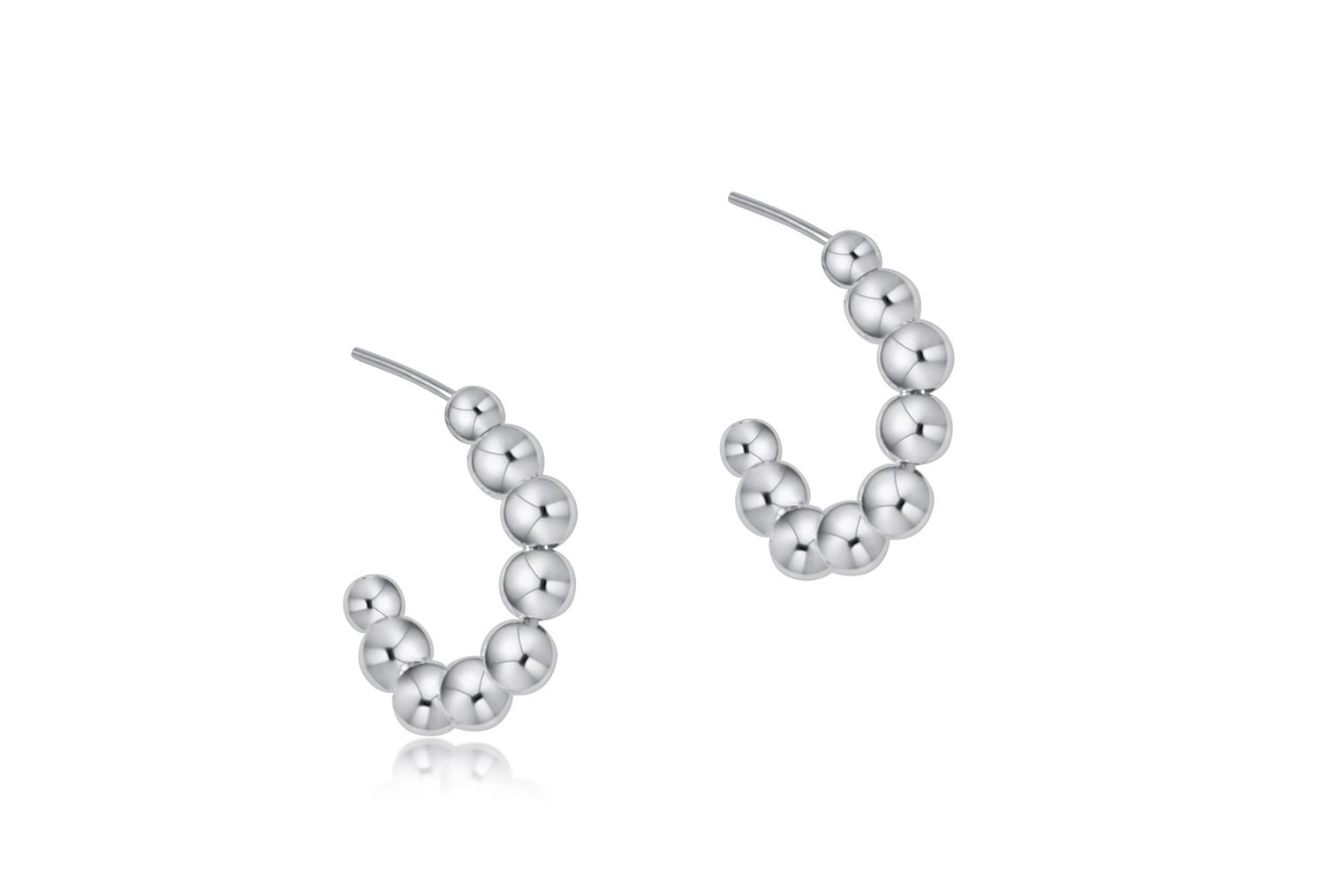 Beaded Classic 1" Post Hoop 4mm Sterling