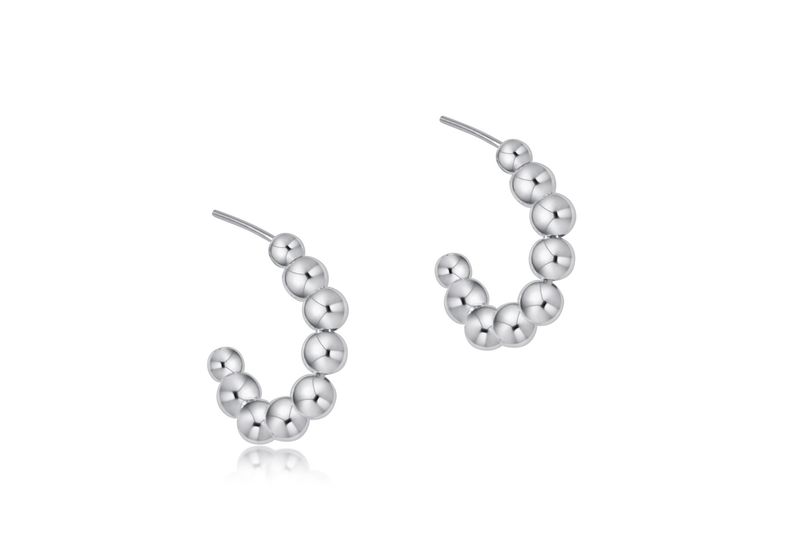 Beaded Classic 1" Post Hoop 4mm Sterling