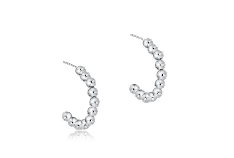 Beaded Classic 1'' Post Hoop 3mm-SS