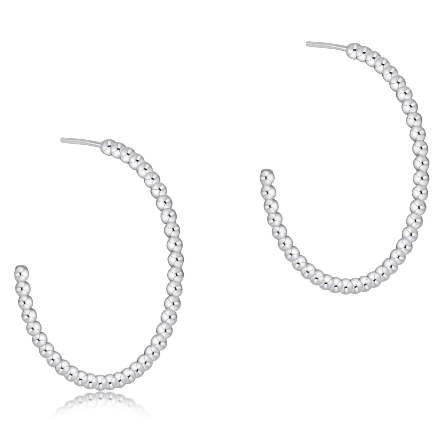 Beaded Classic 1.25'' Post Hoop 2mm-SS