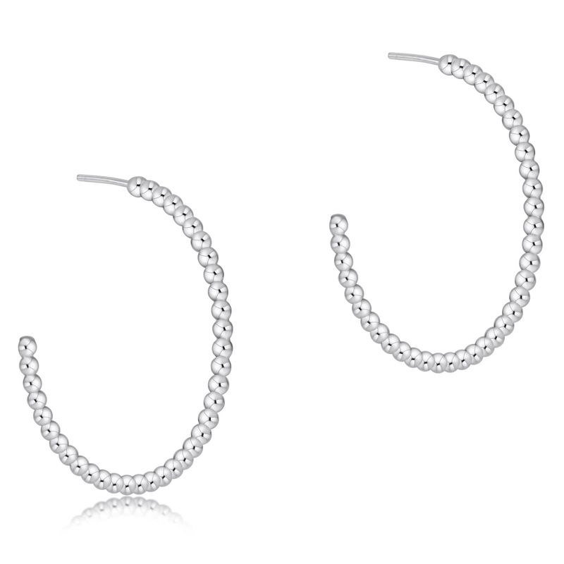 Beaded Classic 1.25'' Post Hoop 2mm-SS
