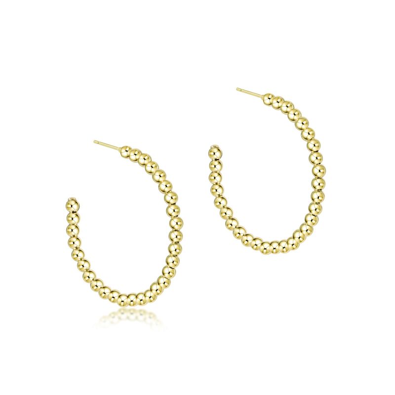 Beaded Classic 1.25" Post Hoop 3mm Gold