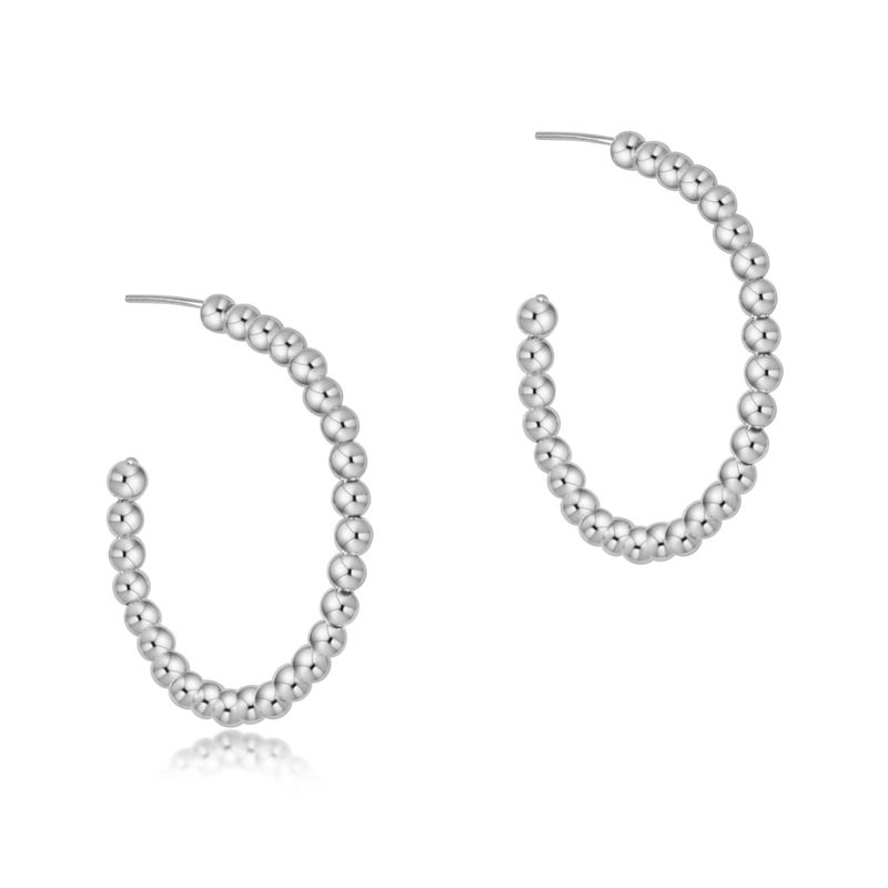 Beaded Classic 1.25'' Post Hoop 4mm-SS