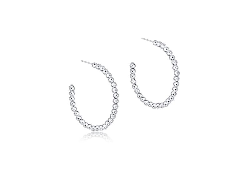 Beaded Classic 1.25'' Post Hoop 3mm Sterling