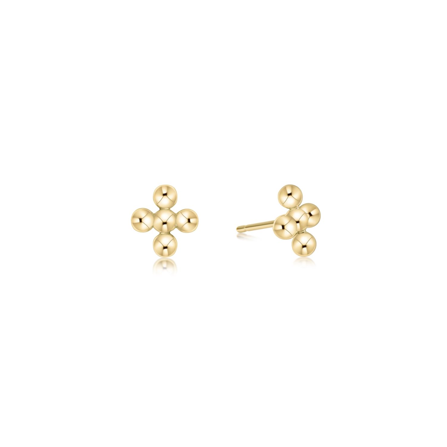 Classic Beaded Sig+ Stud - 4mm Gold