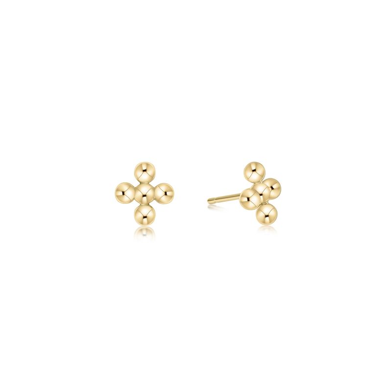 Classic Beaded Sig+ Stud - 4mm Gold