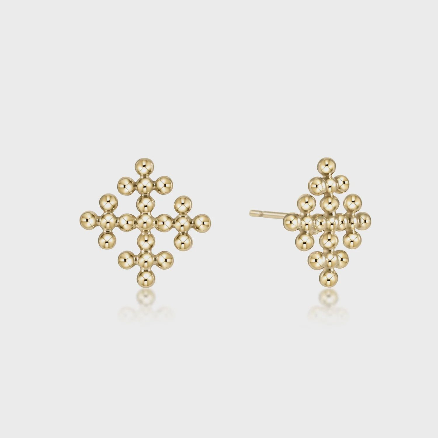 Classic Beaded Sig+ Encompass Gold Stud