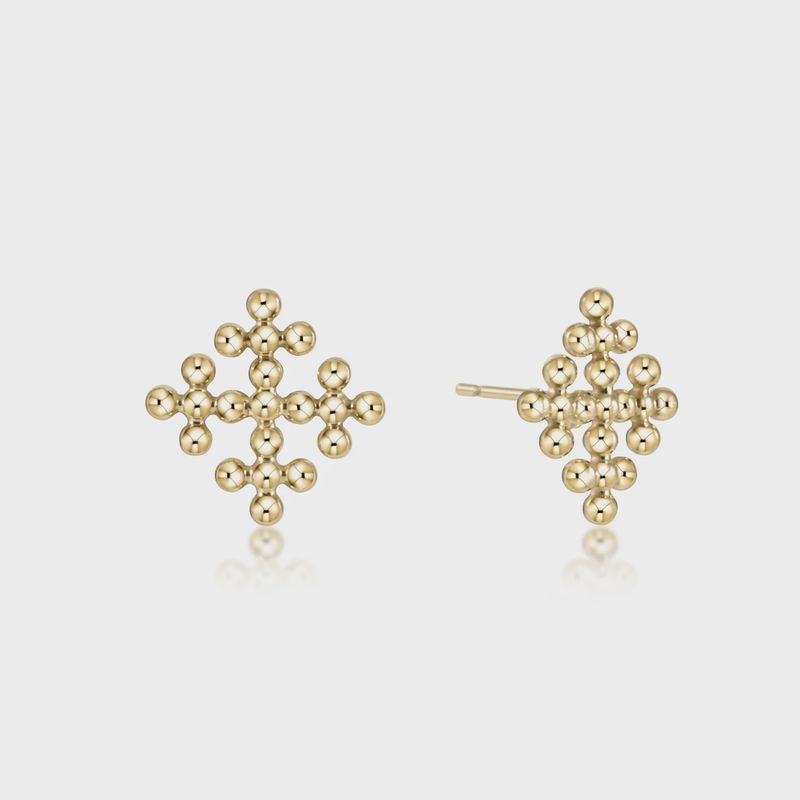 Classic Beaded Sig+ Encompass Gold Stud