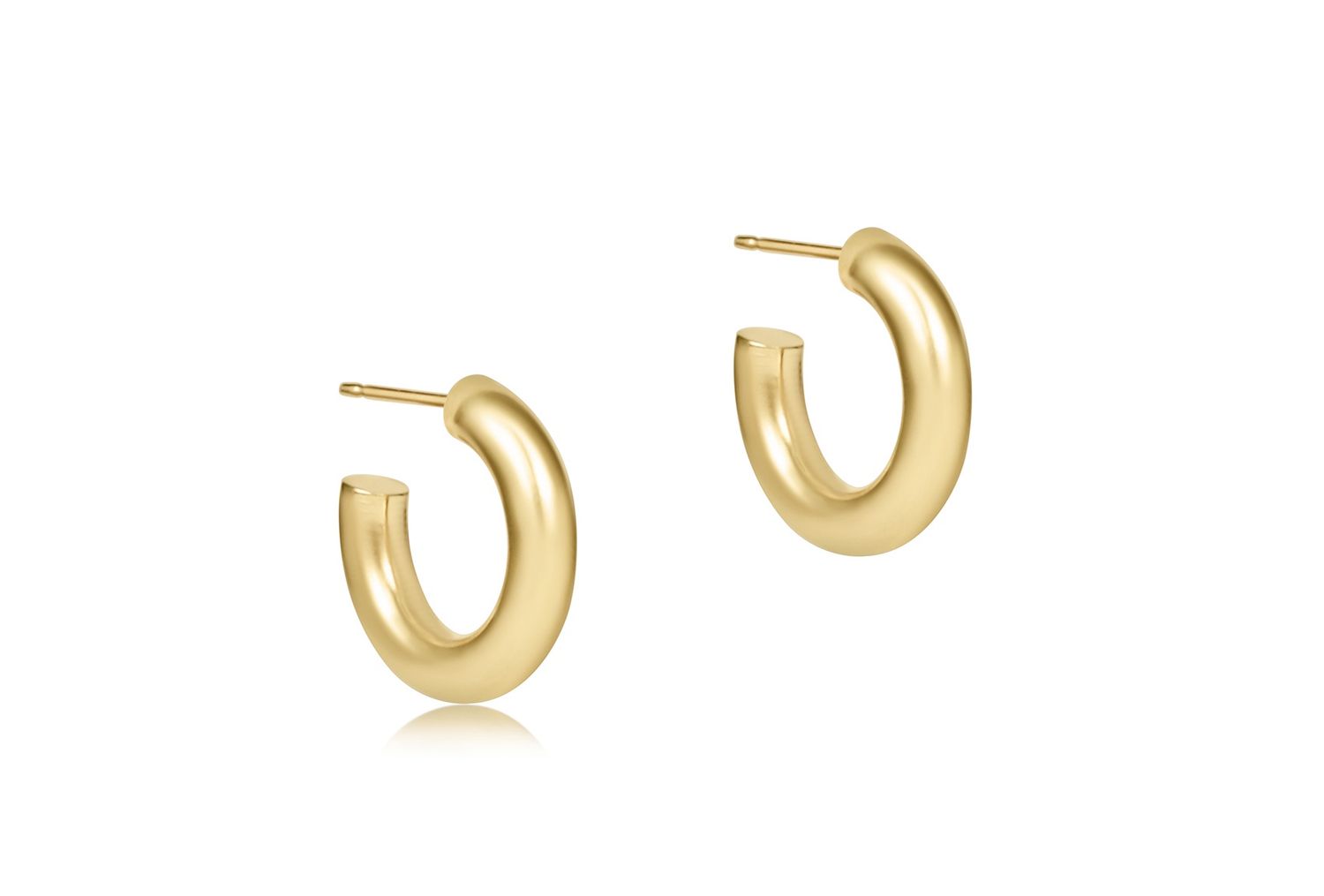 Round Gold 0.5" Post Hoop 4mm Smooth