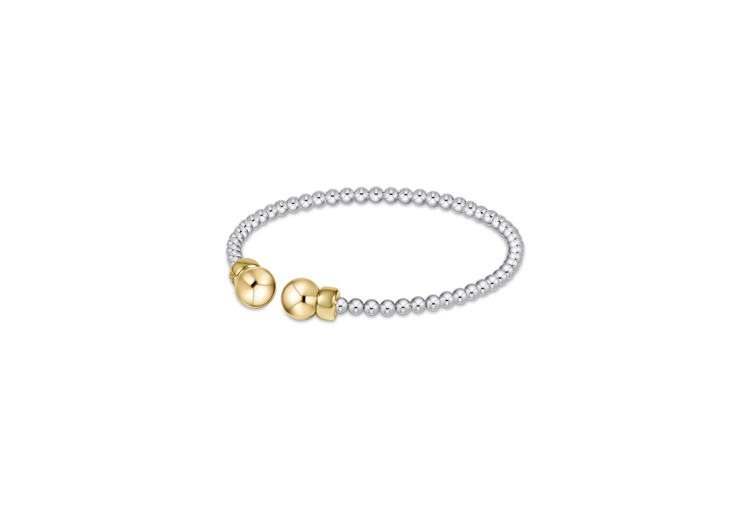 Classic Sterling 3mm Bead Cuff-Mixed Metal