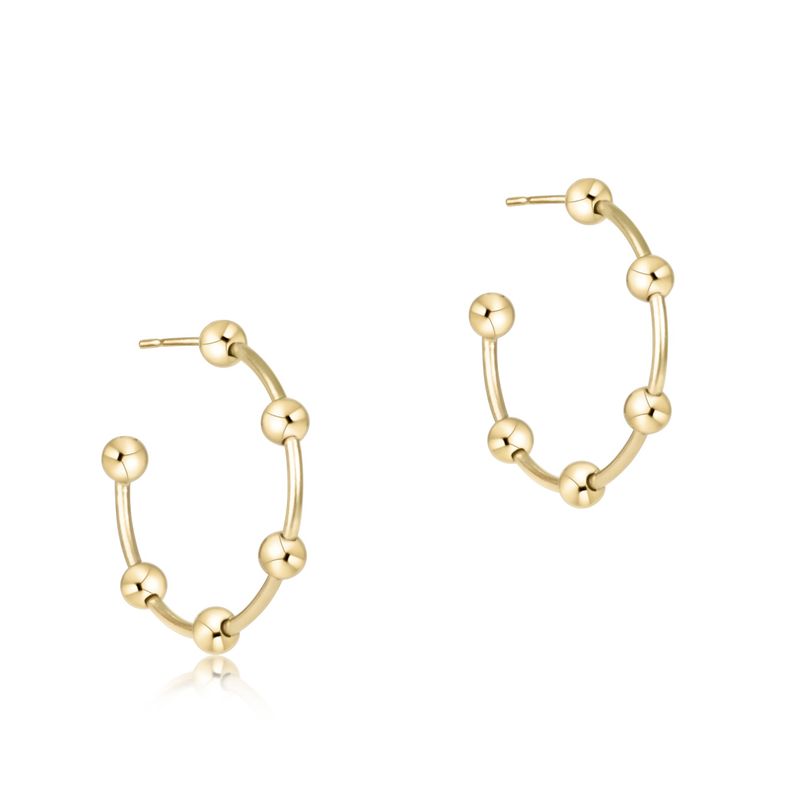 Beaded Simplicity 1" Hoop 4mm Gold