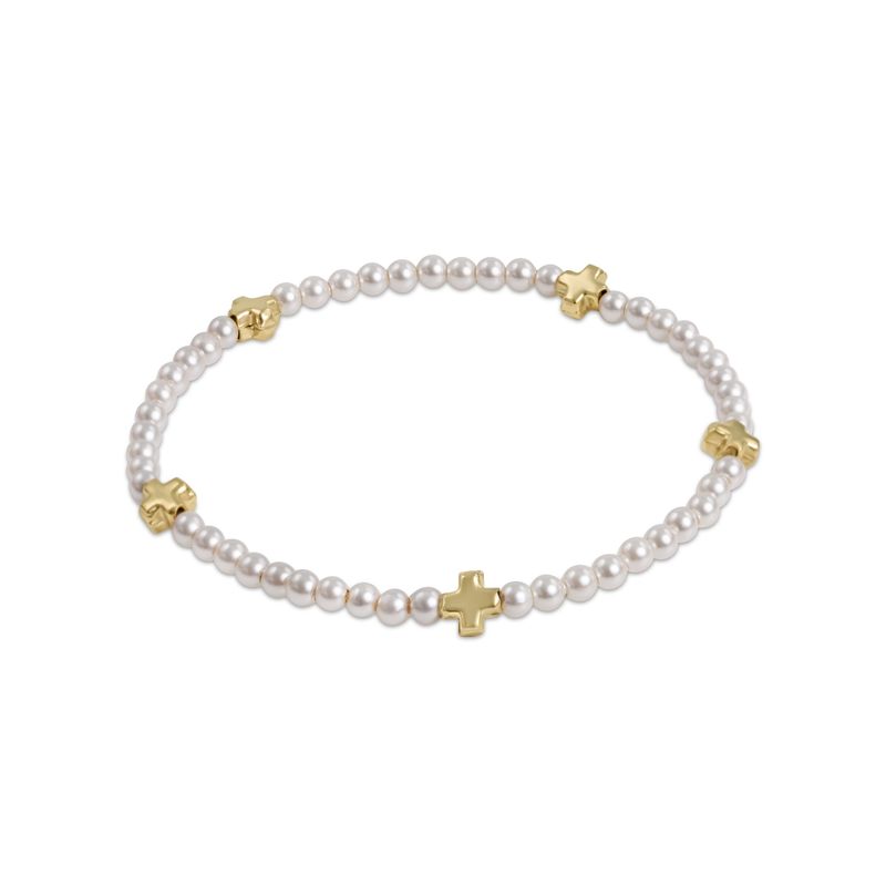 Sig+ Small Pearl 3mm Bracelet-Gold