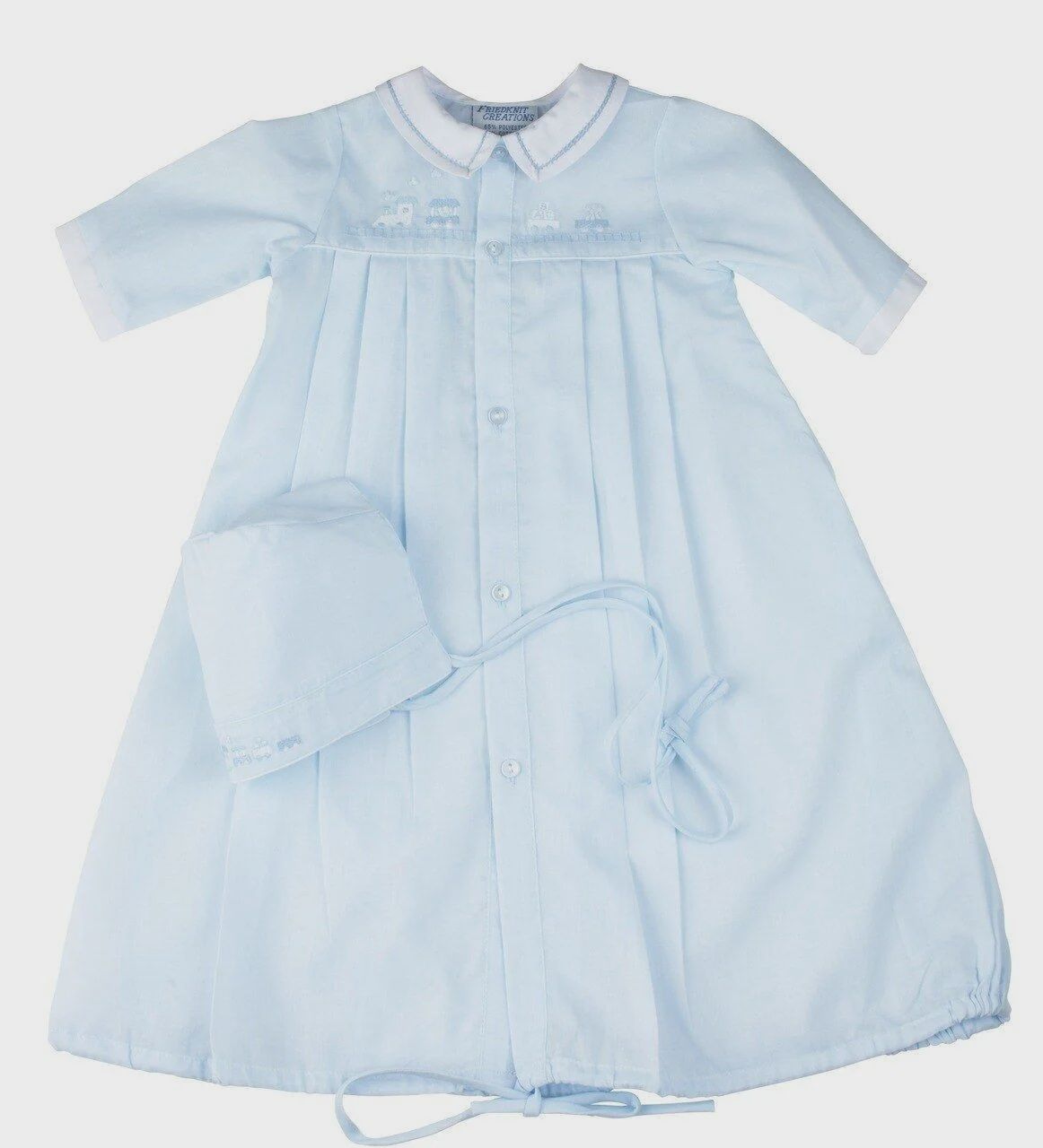 Blue Gown &amp; Hat w/ Train - Preemie