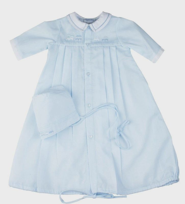 Blue Gown &amp; Hat w/ Train - Preemie