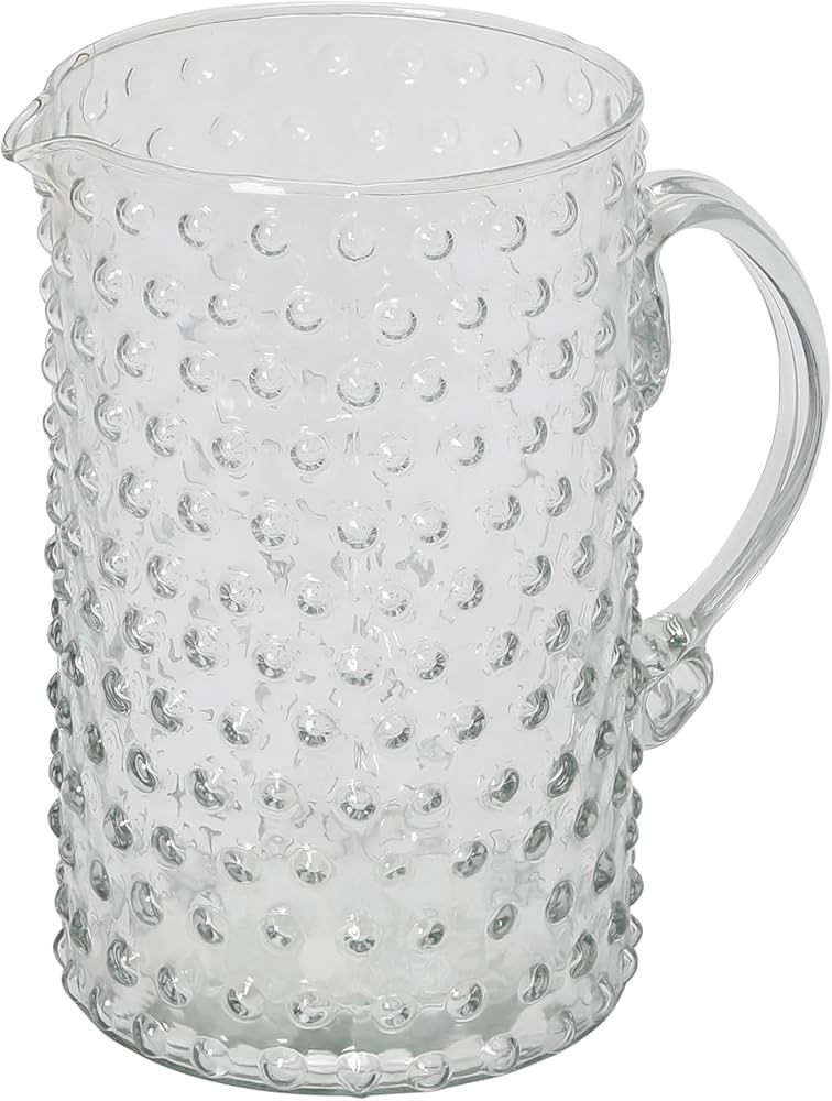 Hand-blown Glass Hobnail Pitcher