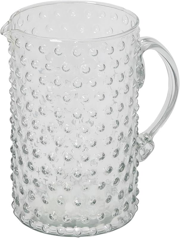 Hand-blown Glass Hobnail Pitcher