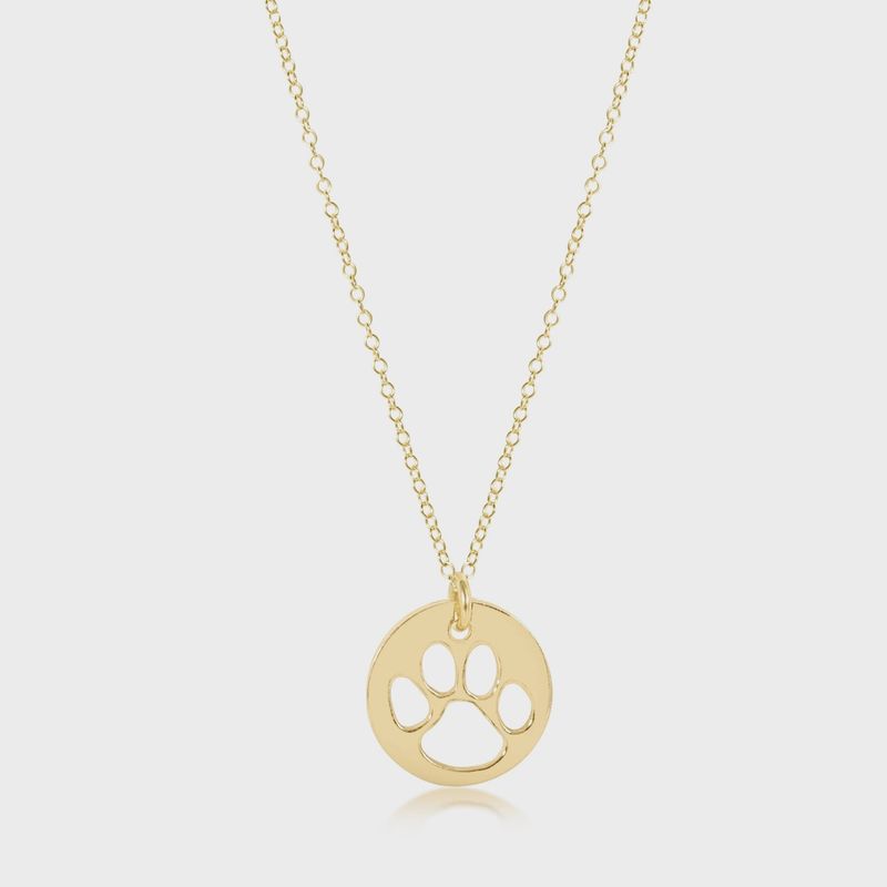 16" Gold Paw Print Charm Necklace