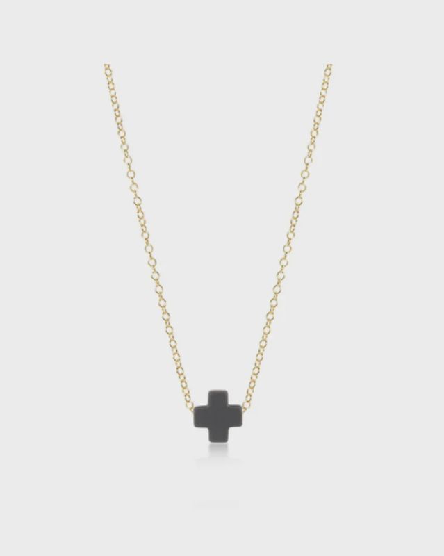 16" Gold Sig+ Charcoal Necklace