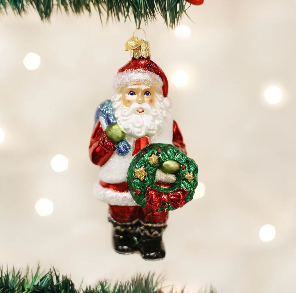 Santa with a Wreath Ornament-40279