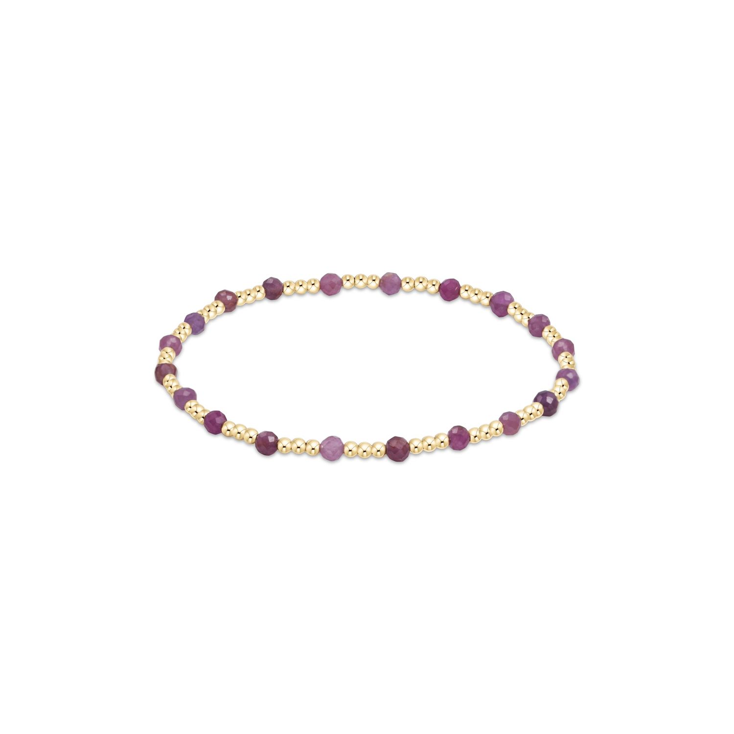 Gemstone Gold Sincerity 3mm Bracelet, Color: Ruby