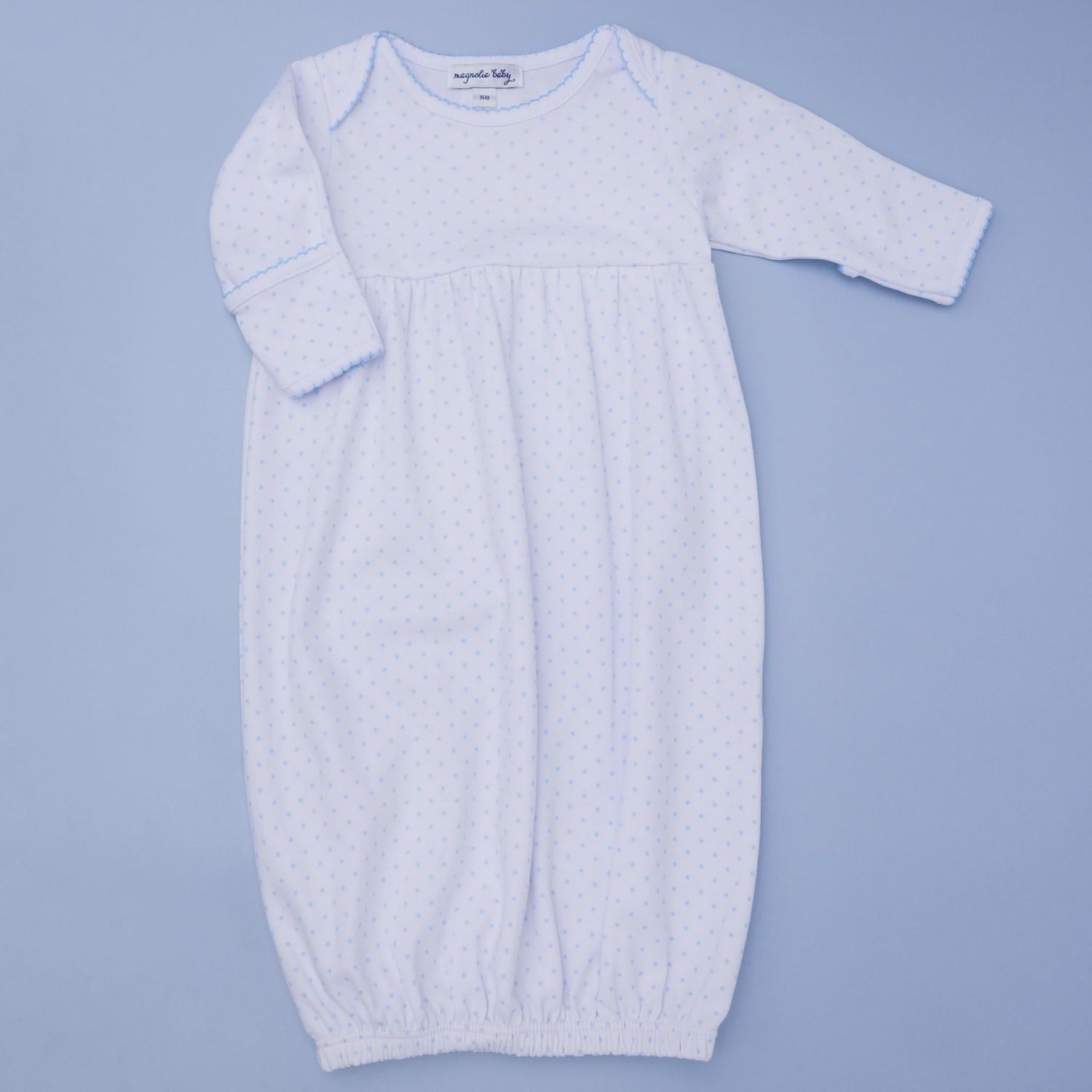 Mini Dots Gathered Gown - Blue