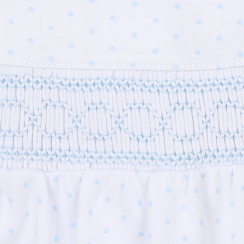 Mini Dots Smocked Gathered Gown - Blue