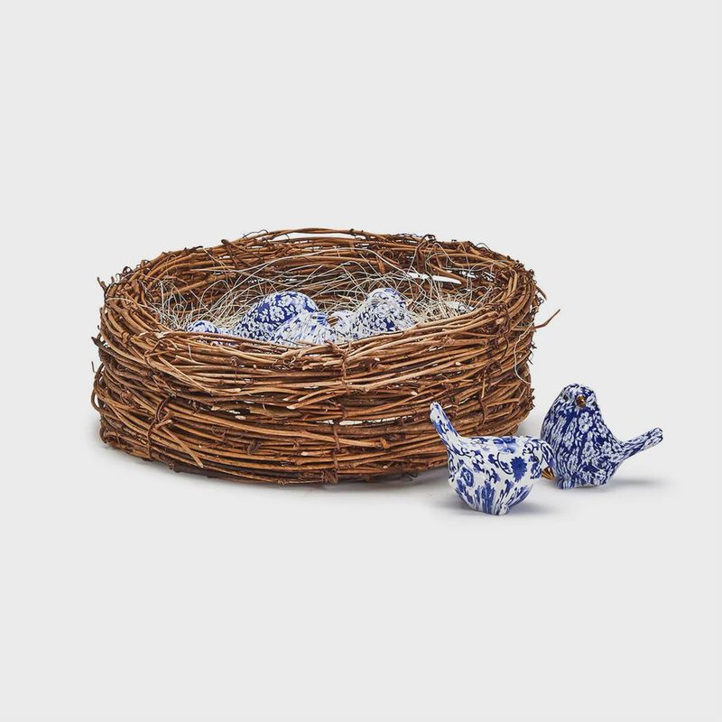 Chinoiserie Blue Floral Robin